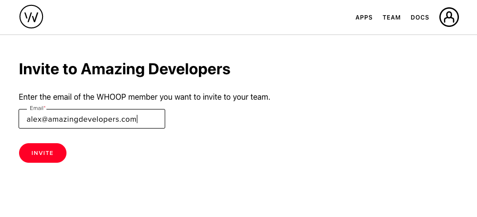 Invite by email to team